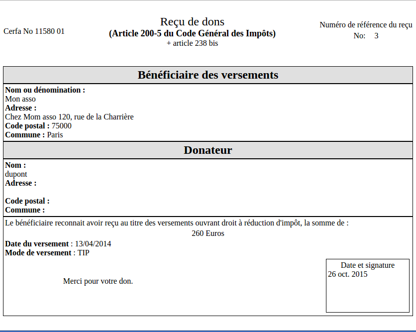Modèle Attestation De Donation Pour La Banque gerer-mon-association.fr